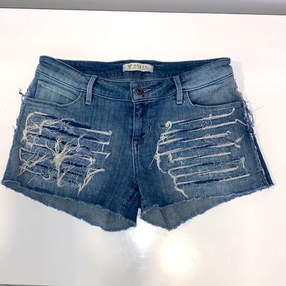 GUESS Blue Ripped Destroyed Denim short size 26 - Picture 3 of 12